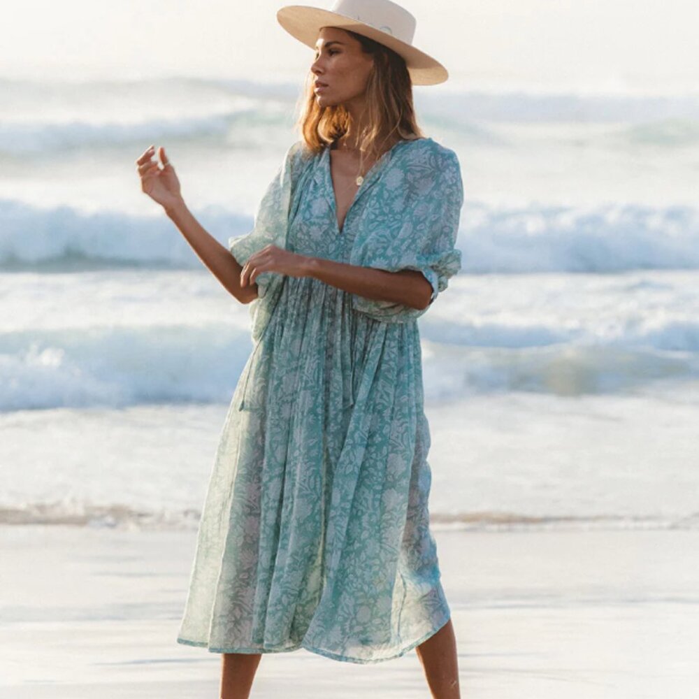 Daughters of India Kyra Midi Dress in Jade Green Small